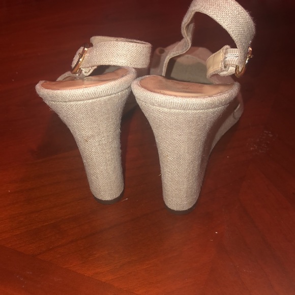 Prwnd KATE SPADE Women's Beige Linen Open Toe10 Wedge Sandals Sz10 - Picture 6 of 9